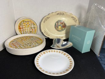 K/ 9pcs - Assorted Plates And Candy Dish: Mariposa, Mikasa, Corelle Etc