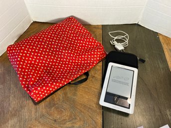 DR/ 2pcs - Barnes & Noble 'nook' With Case & Cord, Wood & Soft Top To Prop Book Or Computer