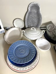 K/ 12pcs - Burleigh Ware Ironstone, Pewter Oval Plate And Assorted Bowls