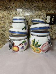 K/ 4pcs - Lovely Hand Painted Tuscano Orchard Ceramic Canister Set