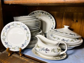 K/ Shelf - Royal Doulton 'Burgundy' China Dinner Set And Accessories - Beautiful Leaf Pattern