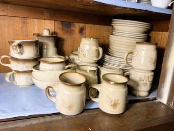 K/ Shelf - Beautiful Denby Stoneware Dinner Set With Cups, Plates, Bowls, Creamer, Pots Etc