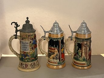 1B/ 3pcs - Ceramic German Beer Steins - Westers And Geschutzt  Etc