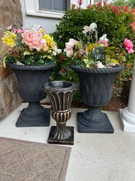 G/ 3pcs - Planter Urns With Faux Flowers