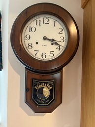 K/ Wood Case Regulator 31 Day Wall Clock With Key
