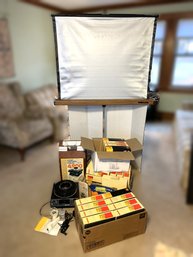 LR/ 4boxes And Screen - Kodak Carousel Slide Show Bundle And Screen