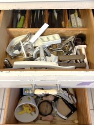 K/ 2drawers - Assorted Silver Plate Cutlery And Small Kitchen Tools/Gadgets