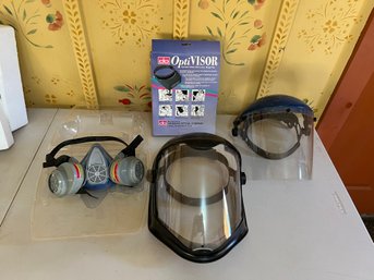 G/ 4pcs - 2 Safety Face Shields And MSA Respirator With Filters