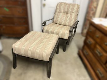 M/ 2pcs - Rocking Patio Chair W Ottoman - Lightweight Thick Comfy Cushions