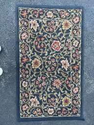 G/ Small 23' X 39' Area Rug, Black Background W Floral Design, By Nile