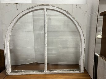 M/ Antique (?) Arched Wooden Glass Window Frame
