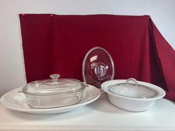 MC/ 4pcs - Covered Cook/Casserole And Serving Bundle: Italy, Pyrex Etc