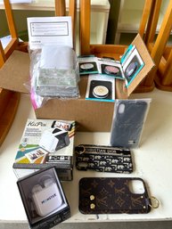 G/ Box 10 Cell Phone Accessories - 3 Designer Phone Cases, 2 Smartphone Photo Printers, 4 Spin Pops...