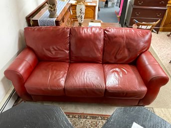 CR/E - Red Leather Queen Size Sleep Sofa By Divani Chateau D' Ax Made In Italy 2004