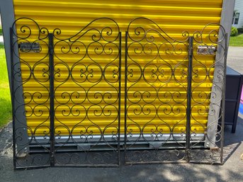 SH/ Gorgeous Pair Of Black Wrought Iron Scrolled Gates