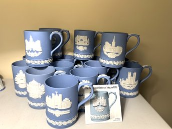 1B/ 15pcs - Blue Wedgwood Jasperware Mugs - Assorted Christmas Series