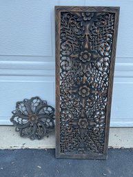 G/ 2 Pretty Wood Carved Wall Decor