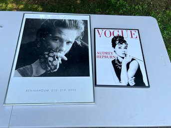 G/ 2 Metal Framed Art Hollywood Celebs - Audrey Hepburn 1964 Vogue Cover, Photo ?Mickey Rourke? By Ken Nahoum