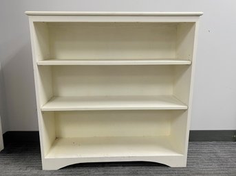 Painted White Wood 3 Shelf Book Case W 2 Adjustable Shelves