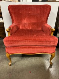 M/ Vintage Low Red Upholstered Wingback Chair