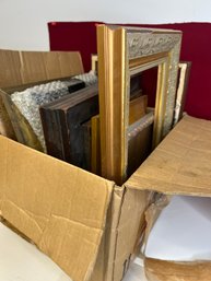 E/ Box Of 9 Vintage Frames - Assorted Sizes - All Wood