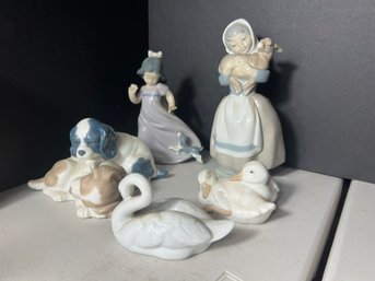 DR/ Box 5pcs - Lladro And Nao Figures From 1980's And 2004: All Marked And Intact