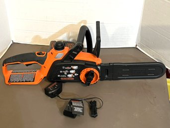 G/ 3pcs - Black And Decker 20v Max-10' Cordless Chain Saw With Battery And Charger - Model LES1020