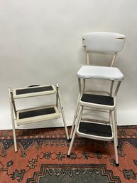 M/ 2pcs - Vintage Folding Chair And Step Stool Lot