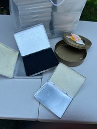 G/ Bag 37 Assorted Skinny Tin Metal Boxes - Had Held Jewelry, Good For Crafts Etc