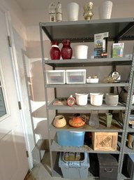 G/ Metal Shelf Unit With All Contents #3: Vases, Paint Supplies, Storage Bins Etc