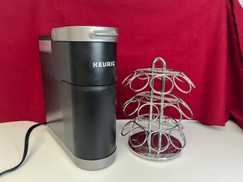 E/ Keurig Single Pod Coffee Maker And Stainless Steel 27 Pod Carousel Holder With Swivel Base