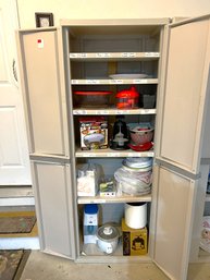 G/ Sterilite Resin Storage Cabinet And All Contents #1: Paper Products, Loaf Pans, Food Storage Etc