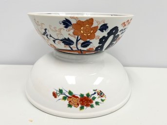 2 Beautiful Asian Colorful Bowls - 1 Marked Japanese Porcelain, 1 Marked Not In English