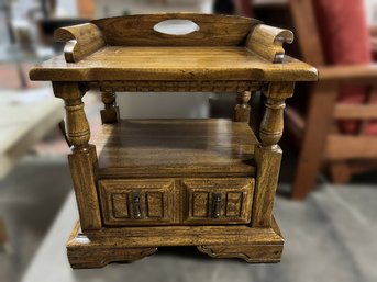 M/ Vintage End Table - Magazine Stand With Carved Detailing
