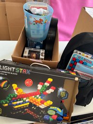 G/ Box & Backpack W Kids Toys - Light Stax, Game Of Thrones Figure, Flash Cards, American Girl Cello/Violin...