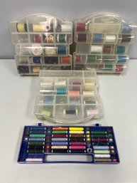 4 Plastic Storage Organizer Boxes W Sewing Supplies - Thread, Needles, Pins Etc