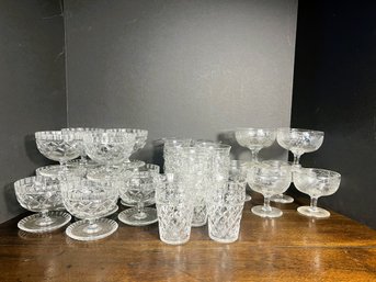 DR/ Webb Corbett, England Crystal - Small Tumblers And 2 Styles Stemmed Sherbet/Dessert Bowls