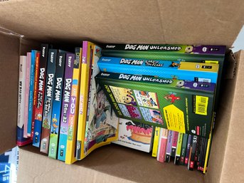 G/ Box Of Assorted Kid Youth Books - Dog Man, Magic Tree House, Lego, Stink...etc