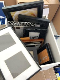 G/ Box Of Assorted Mostly New Picture Frames & 1 Photo Box - Pottery Barn, Modern Glamour, Etc