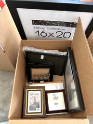 G/ Box Of Assorted Used & New Picture Frames - Pottery Barn, Milano, Burnes, Urban Collection Etc