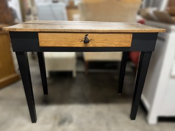 M/ Nice Wood Farmhouse Style Desk - Work Table With Drop Leaf In Back
