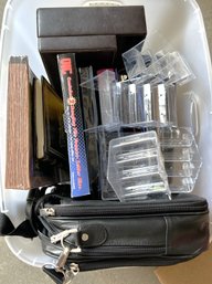 G/ Bin Of Asstd Office Supplies - Desk Organizer, Plastic Business Card Holders, Laptop Briefcase, Binders Etc