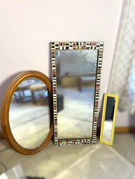 1B/ 3pcs - Framed Mirror Lot - Wood, Mosaic Tile, Plastic