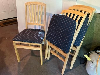 G/ 4 Stakmore Wooden Folding Chairs W Padded Seats