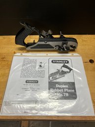 C/ Stanley Duplex Rabbet Plane No 78 With Instructions