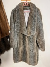 1B/ Knee Length Faux Fur Coat