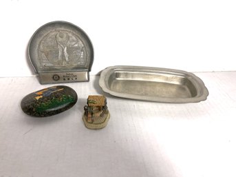 2C/ Box 4pcs - Pewter Trinket Dish By Boardman And Other Small Items