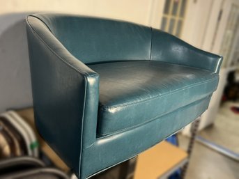 M/ Small Blue-green Leather Like Sofa Couch - Noble House