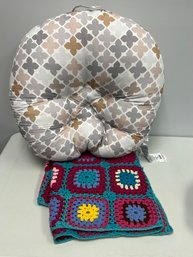 2 Pc - Bobby Newborn Lounger Pillow & Colorful Handmade Afghan