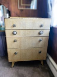 UB5/ Vintage MCM Blonde Bureau With Elegant Floral Metal Pulls